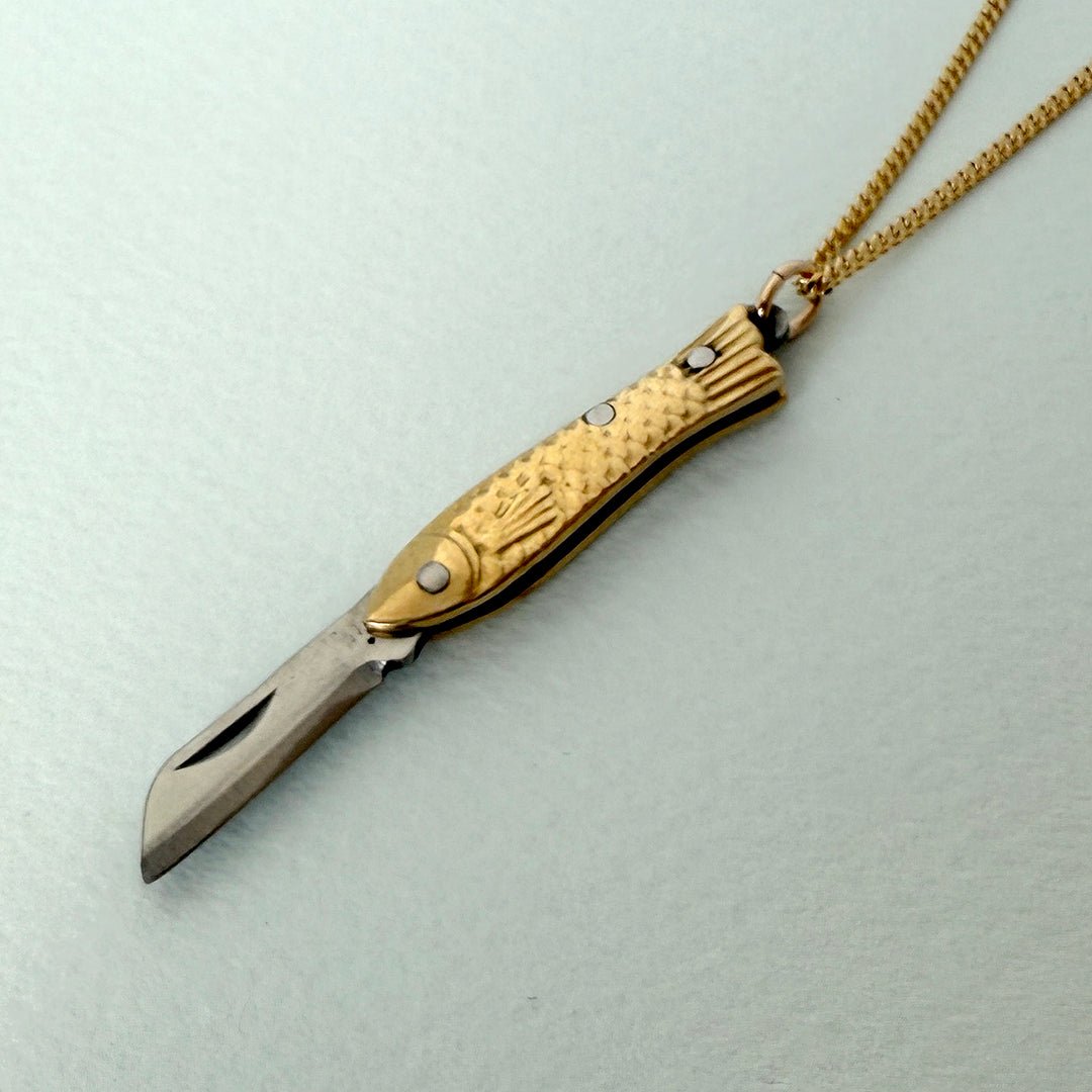 Small Gold Fish Knife Necklace - Ornamental Things