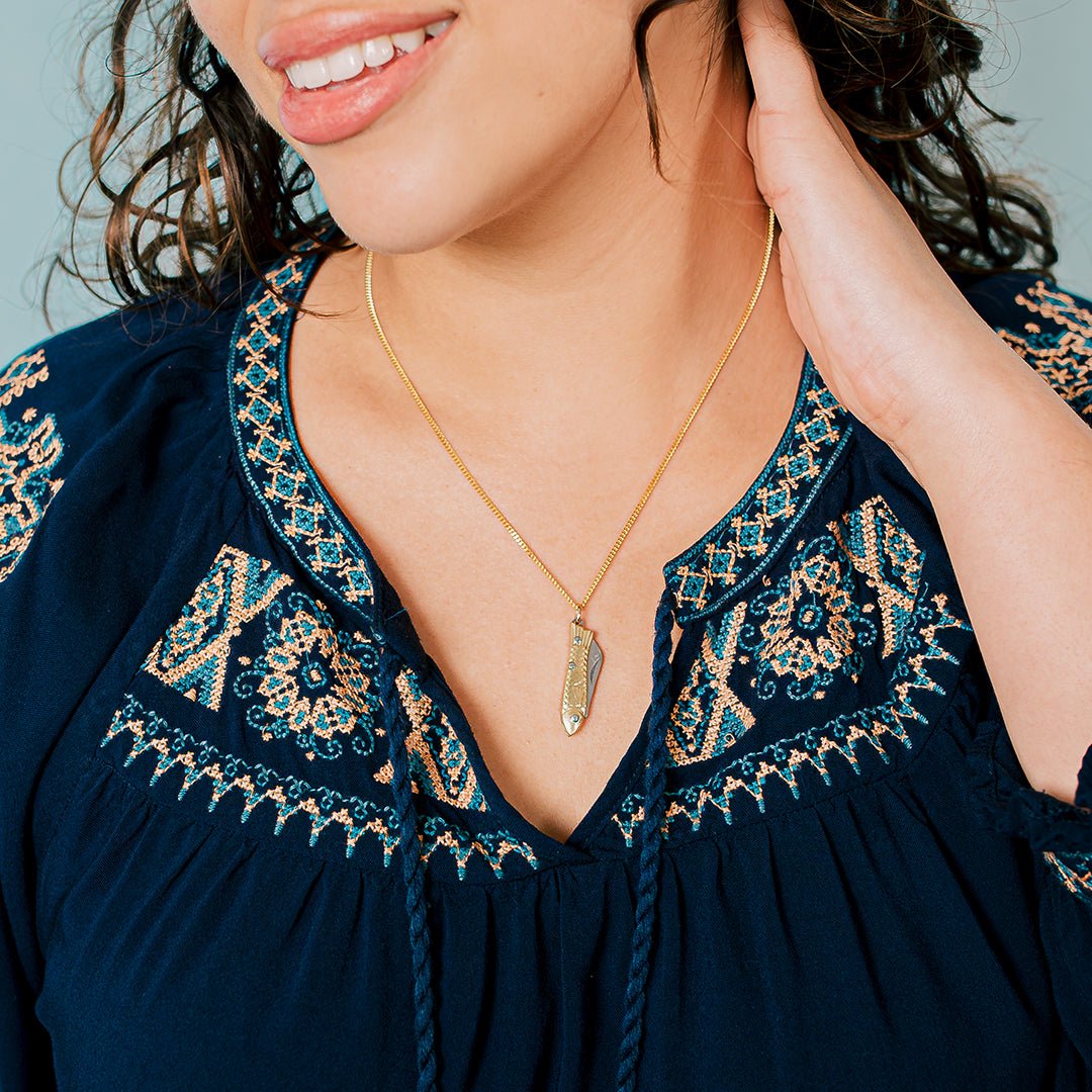 Small Gold Fish Knife Necklace - Ornamental Things