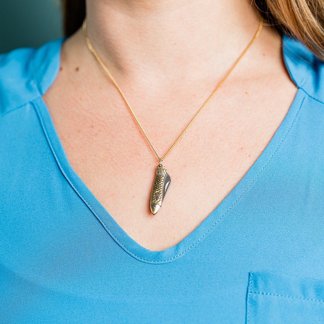 Small Gold Fish Knife Necklace - Ornamental Things