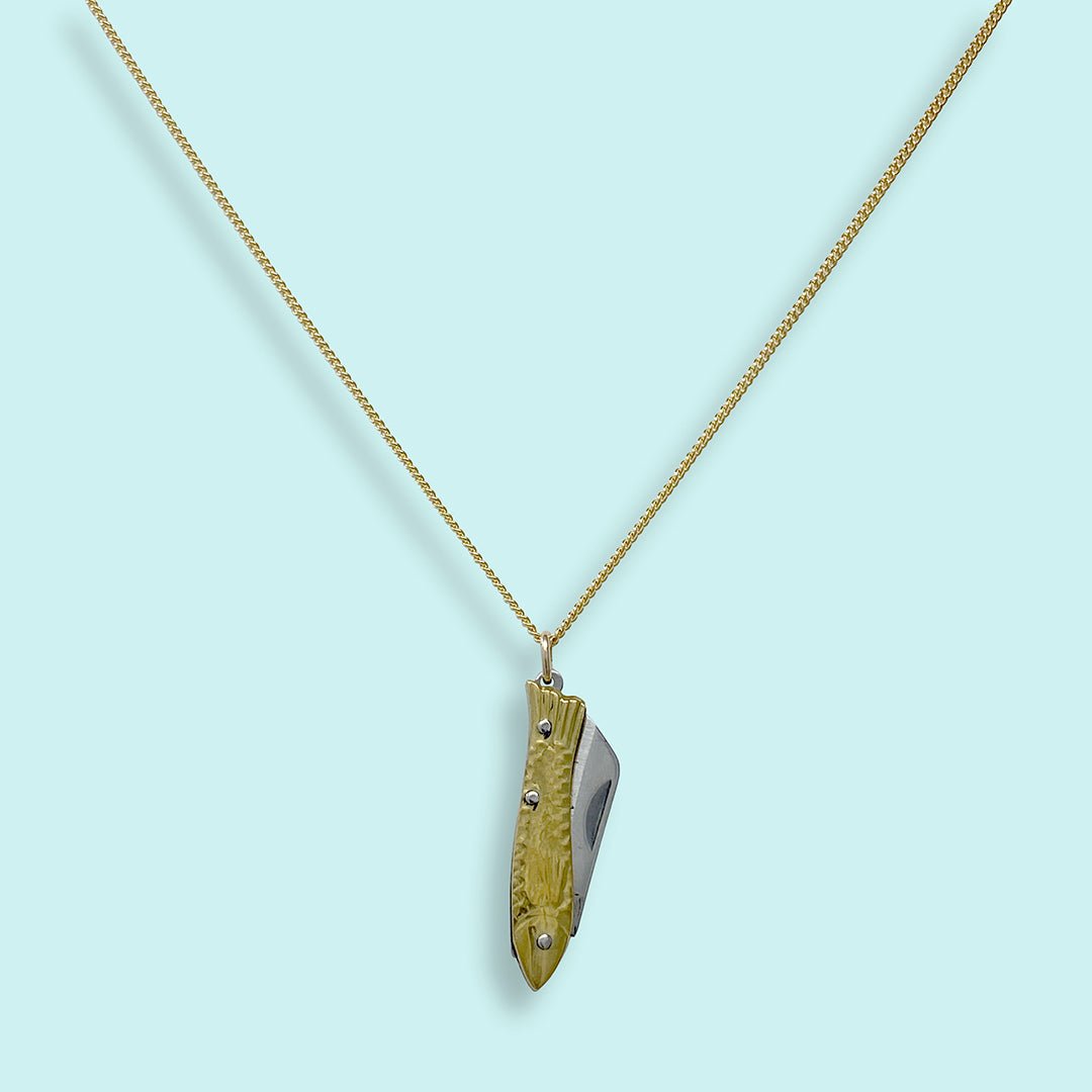Small Gold Fish Knife Necklace - Ornamental Things