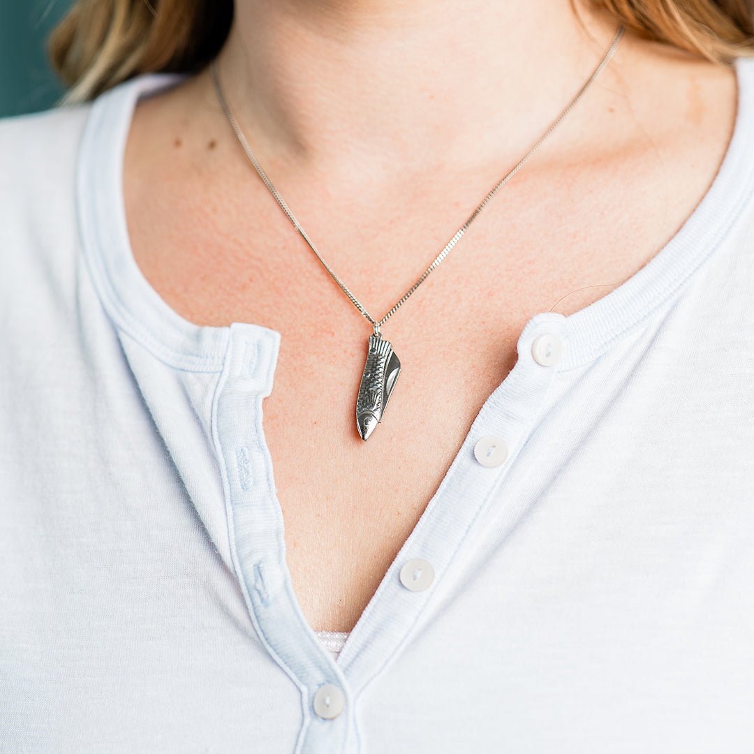 Small Silver Fish Knife Necklace - Ornamental Things