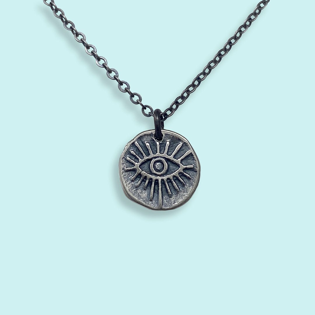 Sterling Evil Eye Medallion Necklace - Ornamental Things