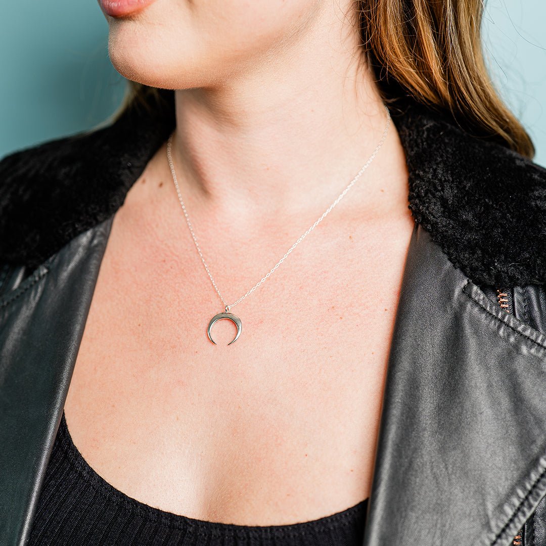 Sterling Silver Crescent Moon Necklace - Ornamental Things