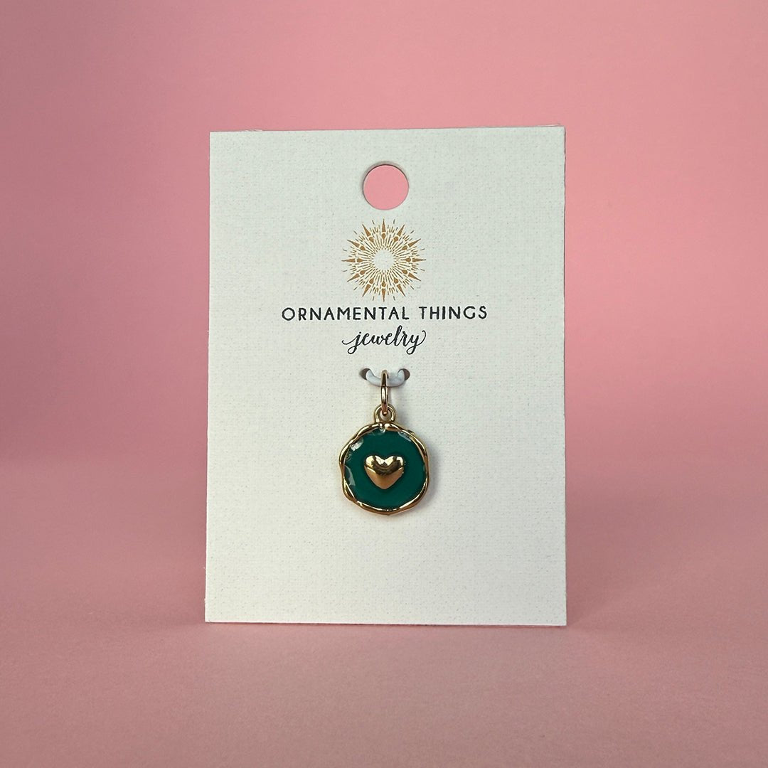Teal Heart Charm - Ornamental Things