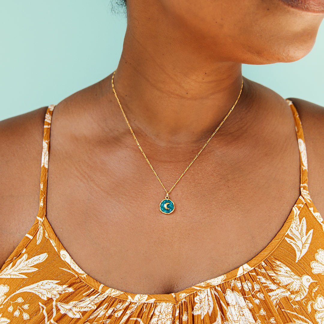 Teal Moon Necklace - Ornamental Things