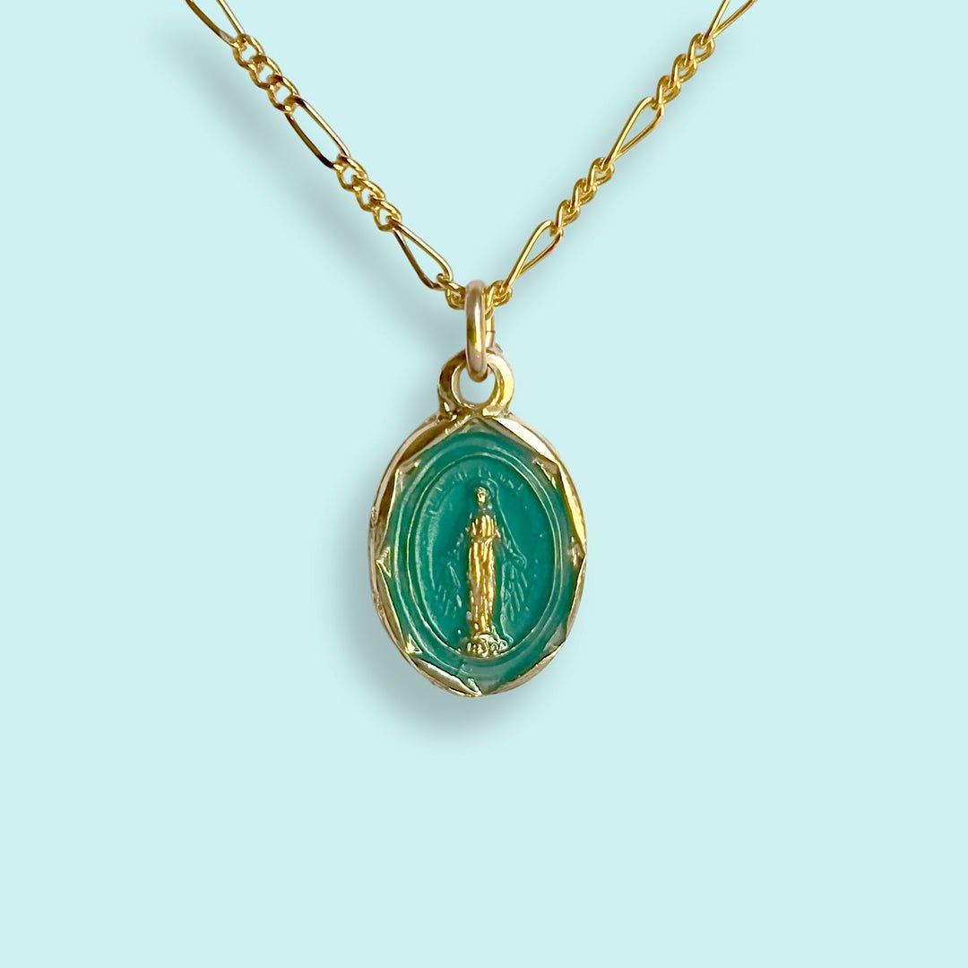 Teal Virgin Mary Necklace - Ornamental Things
