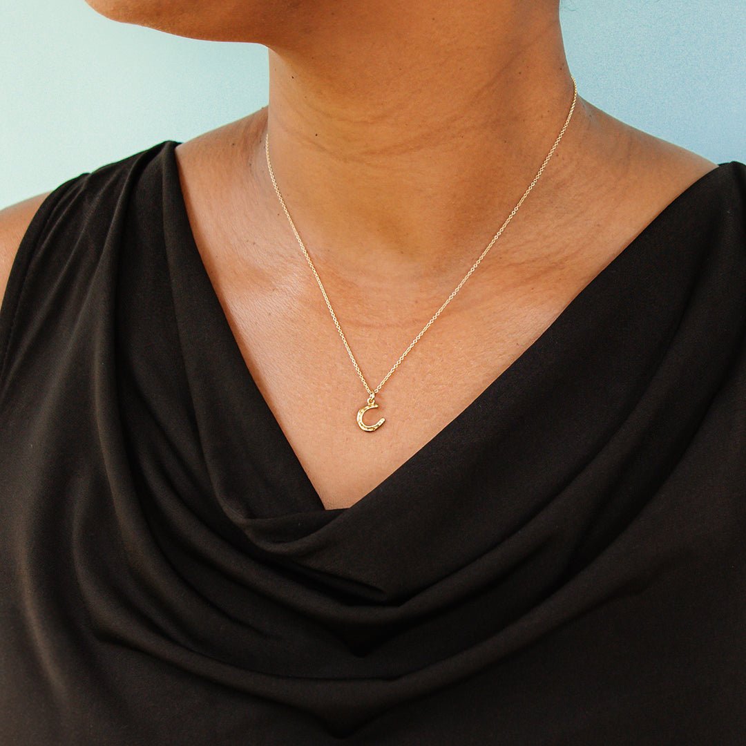 Tiny Gold Horseshoe Necklace | Symbol of Good Luck by Ornamental