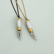 Tiny Pearl Handle Knife on Gold Chain Necklace - Ornamental Things