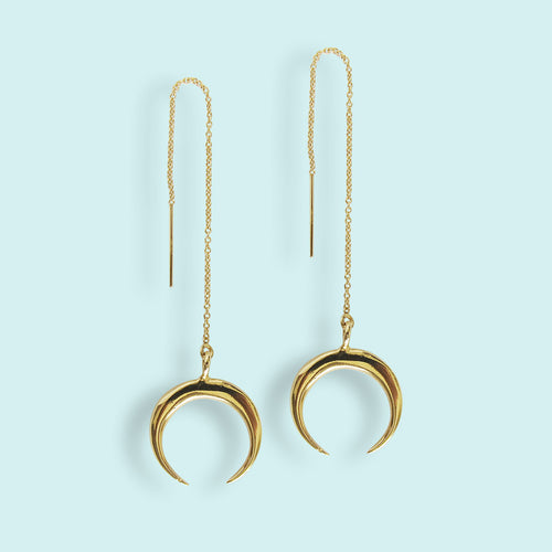 Crescent Moon Threader Earrings