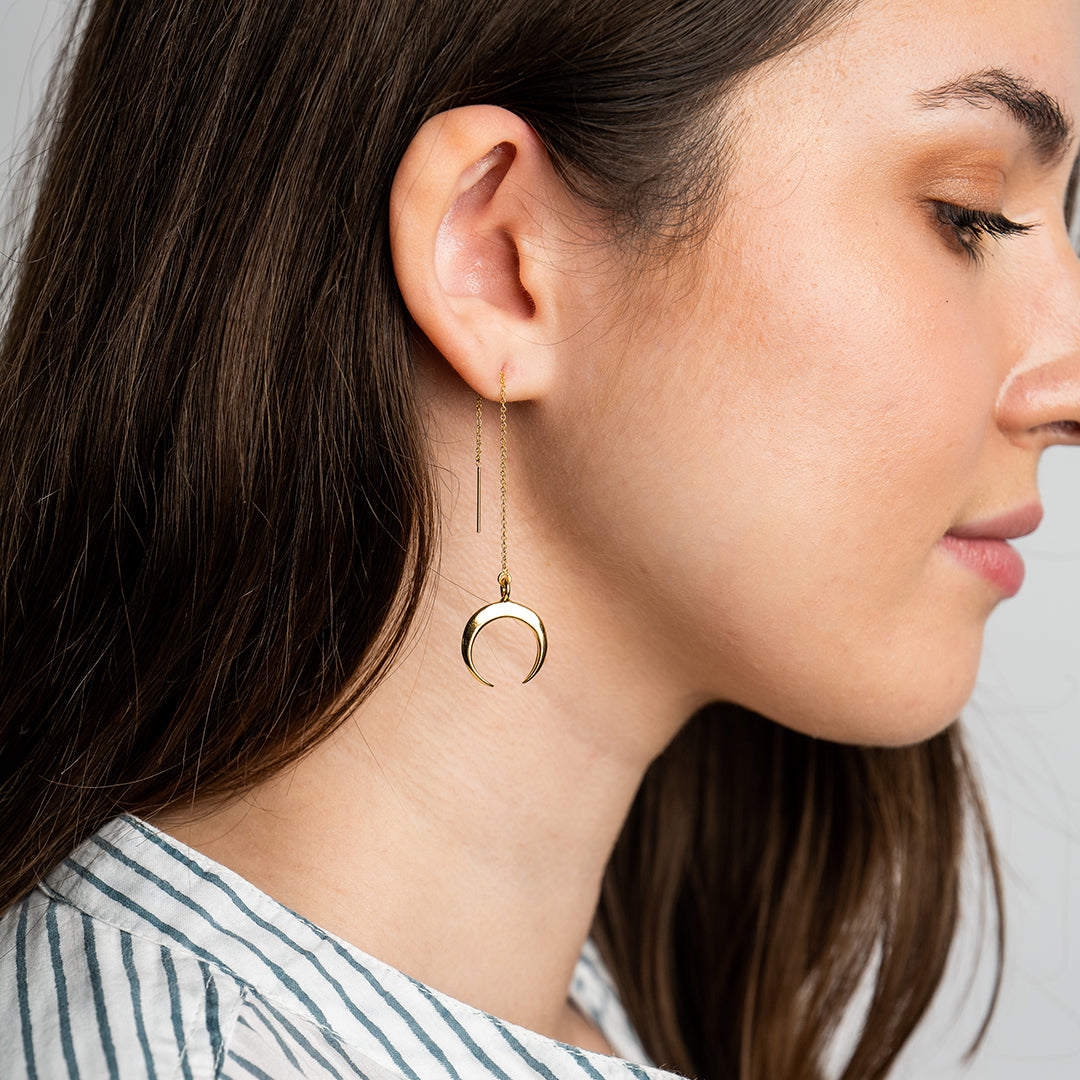 Moon and star threader earrings deals