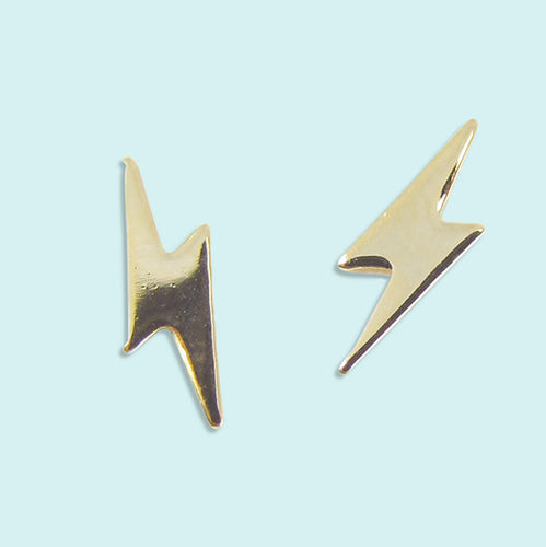 Gold Lightning Stud Earrings