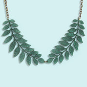 Verdigris Leafy Collar Necklace