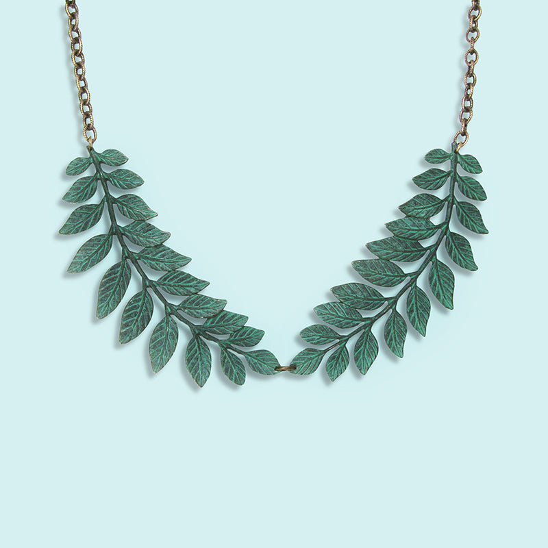 Verdigris Leafy Collar Necklace