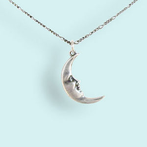 Silver Man in the Moon Necklace