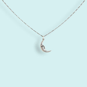 Silver Man in the Moon Necklace
