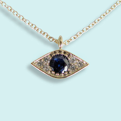 Blue Crystal Evil Eye Necklace