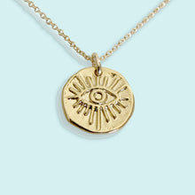 Load image into Gallery viewer, Evil Eye Hammered Medallion Necklace