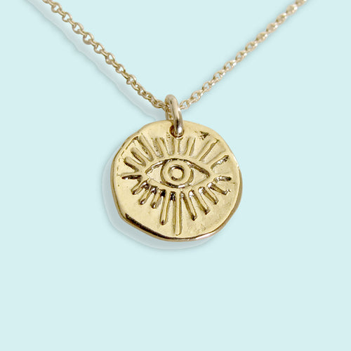 Evil Eye Hammered Medallion Necklace