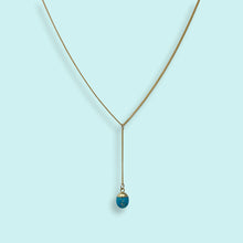 Load image into Gallery viewer, Faceted Turquoise Stone Y-Drop Necklace