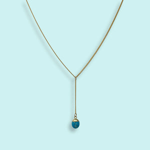 Faceted Turquoise Stone Y-Drop Necklace