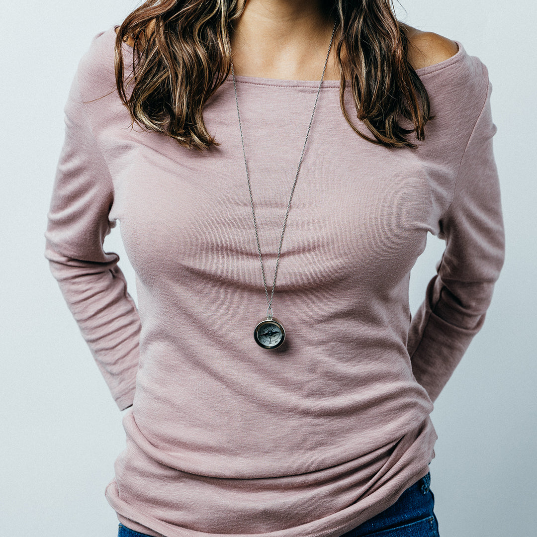 Silver Compass Necklace