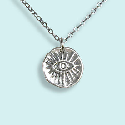 Sterling Evil Eye Medallion Necklace