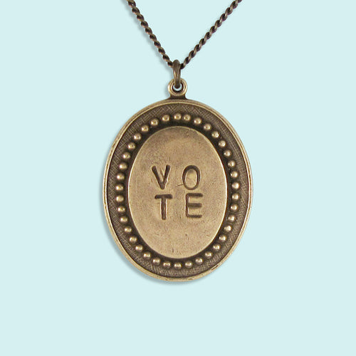 Vote Necklace on Long Oval