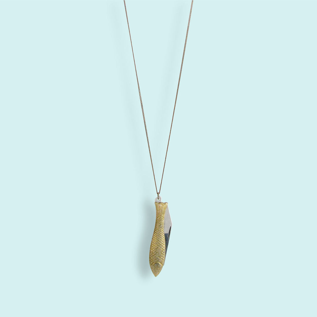 Filet Fish-Shaped Pocket Knife Charm Necklace – Curated by Jodie