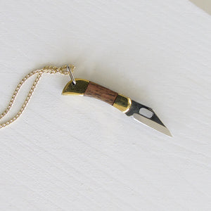 Tiny Wood Knife Necklace