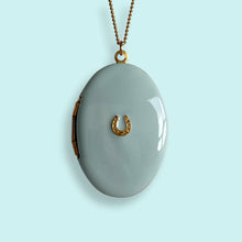 Load image into Gallery viewer, Blue Horseshoe Locket Necklace