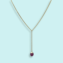 Load image into Gallery viewer, Faceted Ruby Stone Y-Drop Necklace