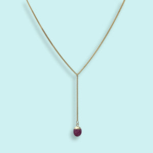 Faceted Ruby Stone Y-Drop Necklace