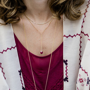 Faceted Ruby Stone Y-Drop Necklace