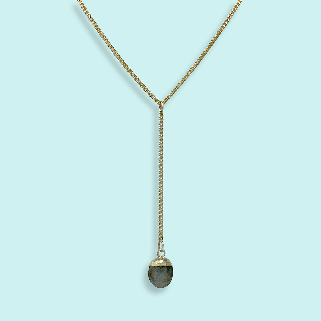Faceted Labradorite Stone Y-Drop Necklace