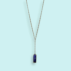 Blue Long Y-drop Harmonica Necklace