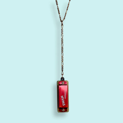 Red Long Y-drop Harmonica Necklace