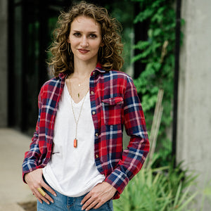 Red Long Y-drop Harmonica Necklace