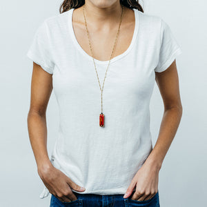 Red Long Y-drop Harmonica Necklace