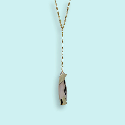Long Y-drop Shell Handled Knife Necklace