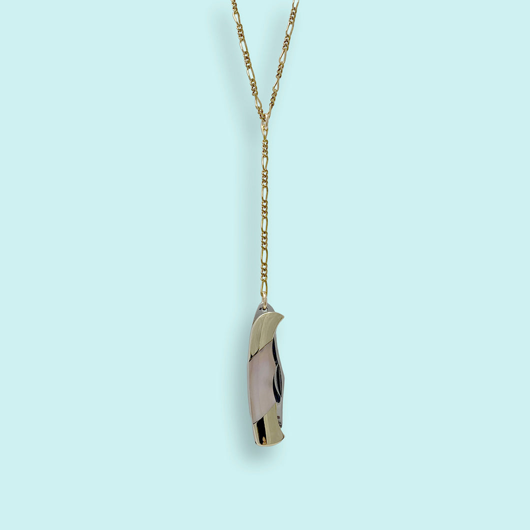 Long Y-drop Shell Handled Knife Necklace