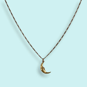 Golden Man in the Moon Necklace