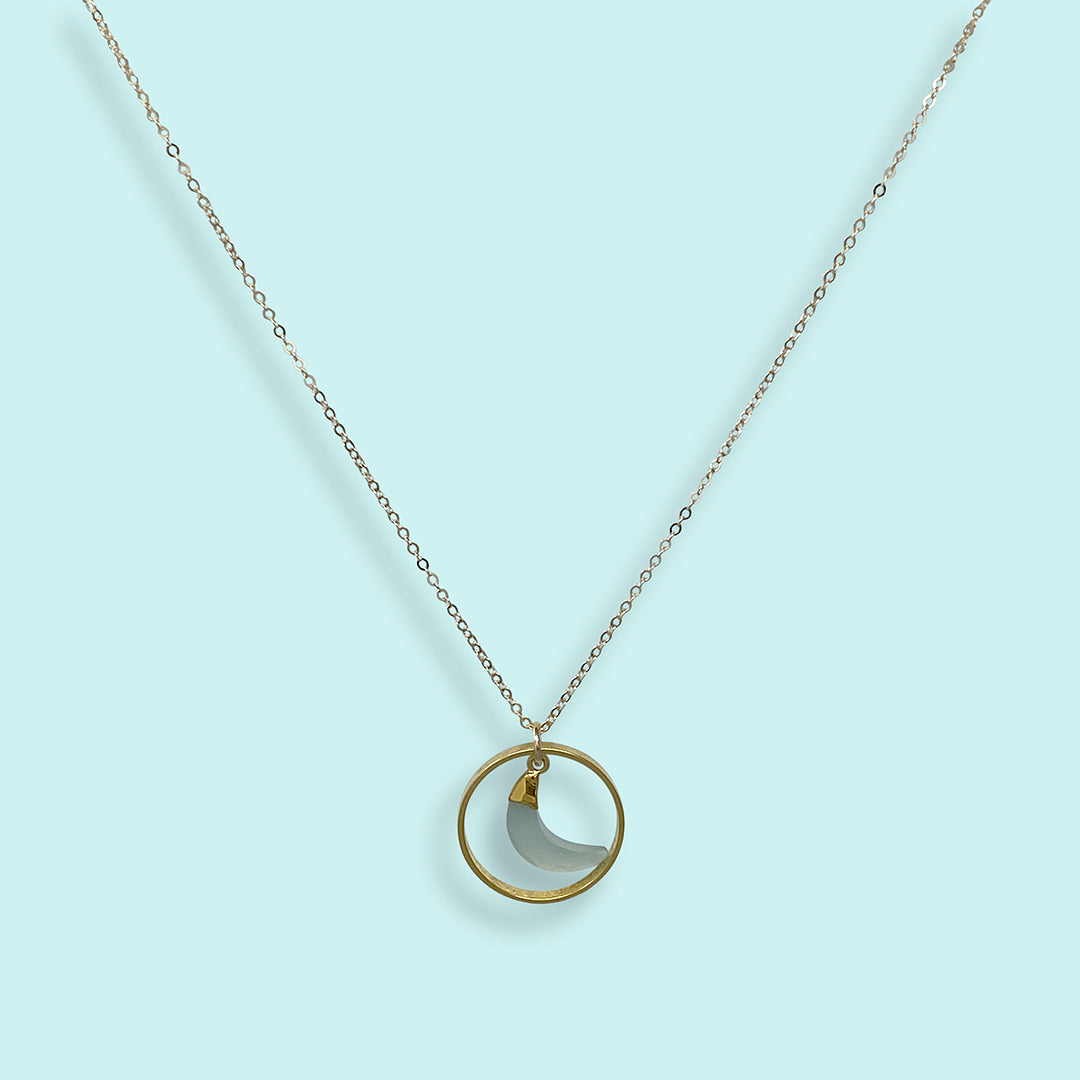 Aqua Chalcedony Moon Halo Necklace