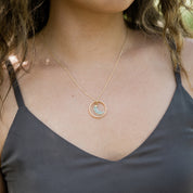 Aqua Chalcedony Moon Halo Necklace