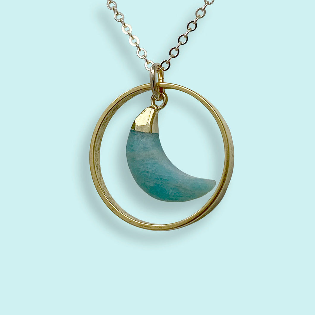 Amazonite Moon Halo Necklace