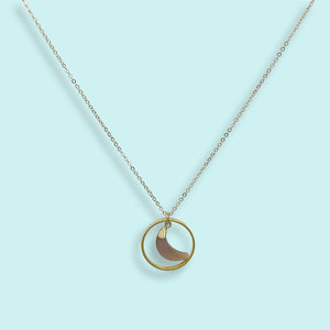 Pink Sunstone Moon Halo Necklace