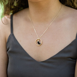 Onyx Moon Halo Necklace