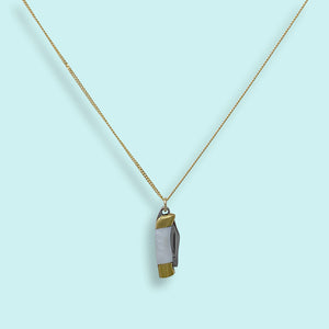 Tiny Pearl Handle Knife on Gold Chain Necklace