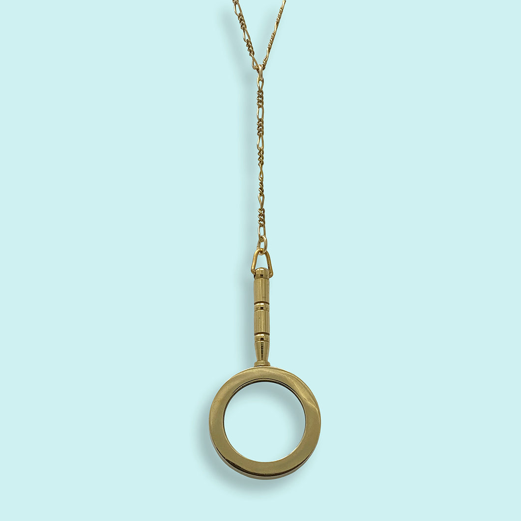 Magnifying Glass Necklace with a handle, Brass and Glass Steampunk Mon –  Upcycled Works