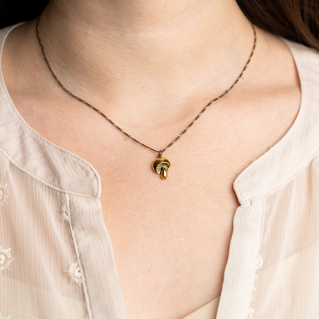 Golden Mushroom Necklace