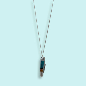 Turquoise and Wood Knife Necklace